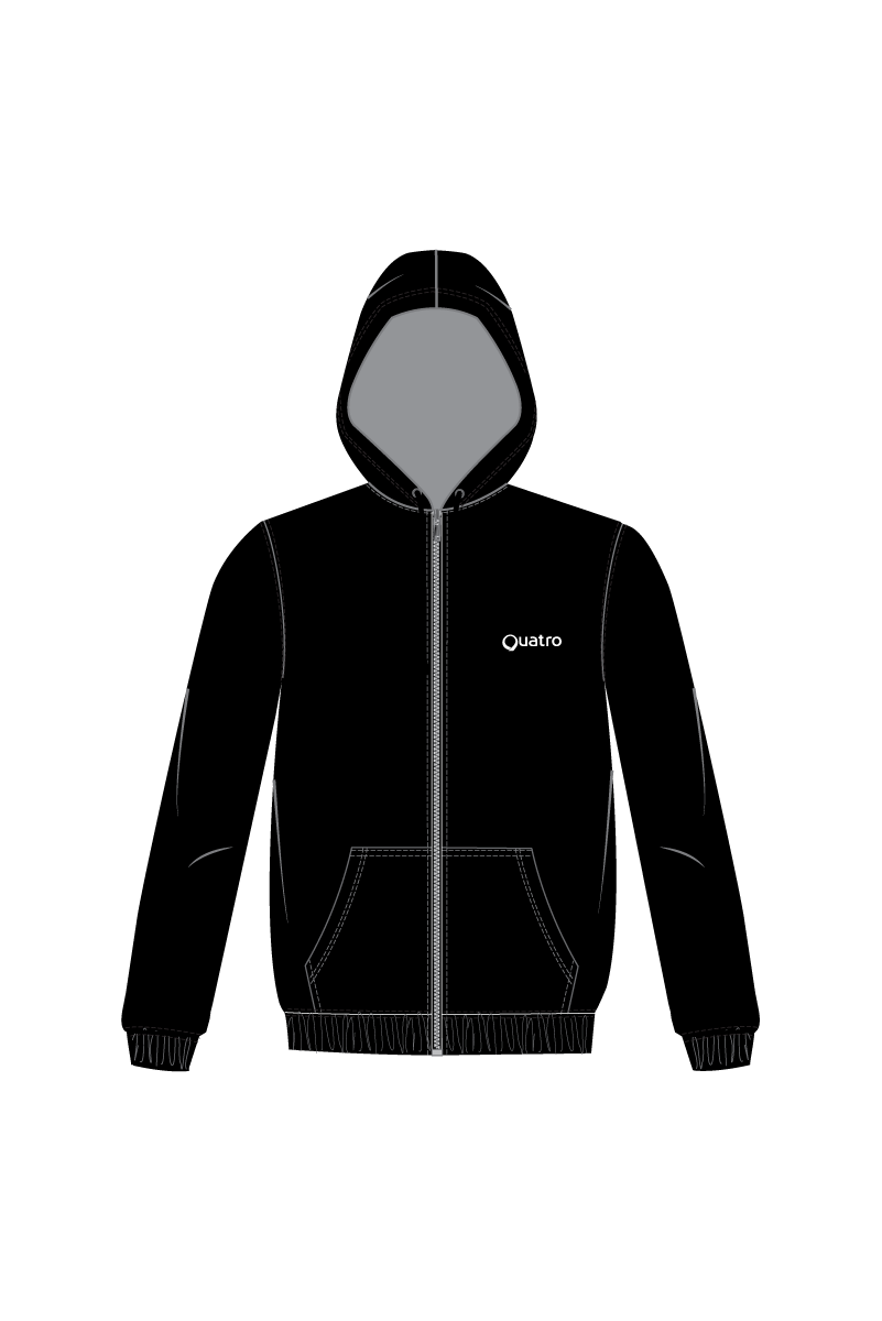 AGK TEXTILES SCHWARZER KAPUZENPULLI MIT REISSVERSCHLUSS