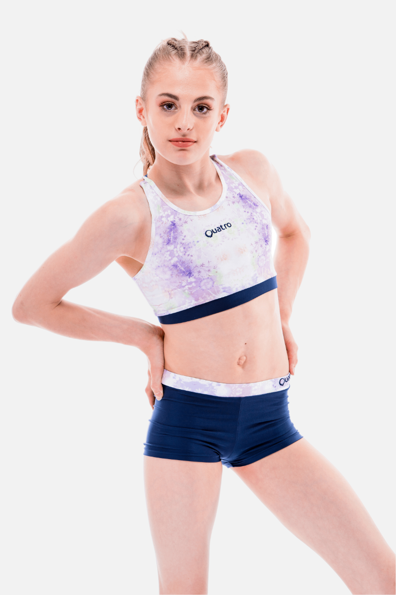 Flora Navy and Pink Crop Top Set