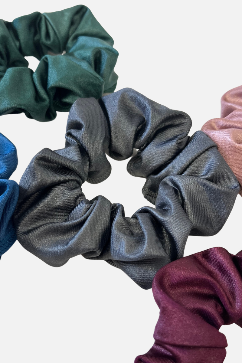 Grey Wetlook Lycra Scrunchie