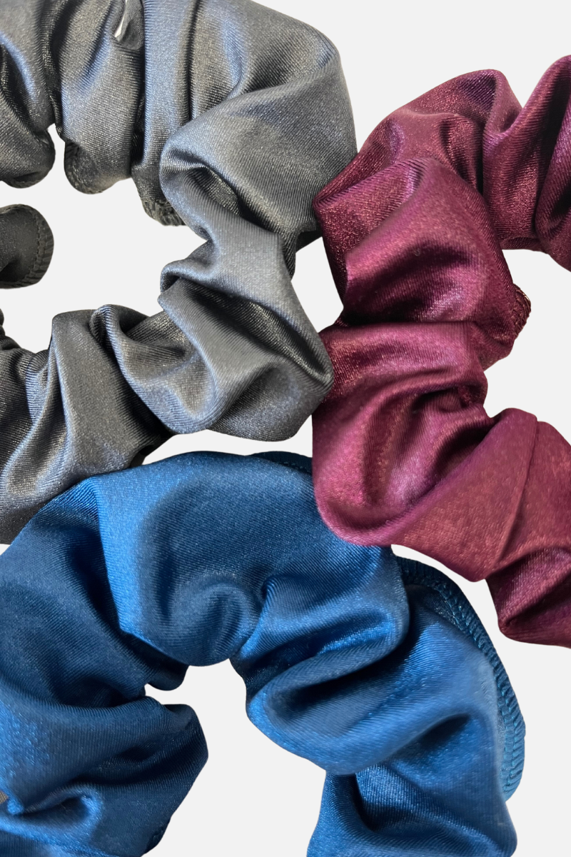 Grey Wet Look Lycra Scrunchie