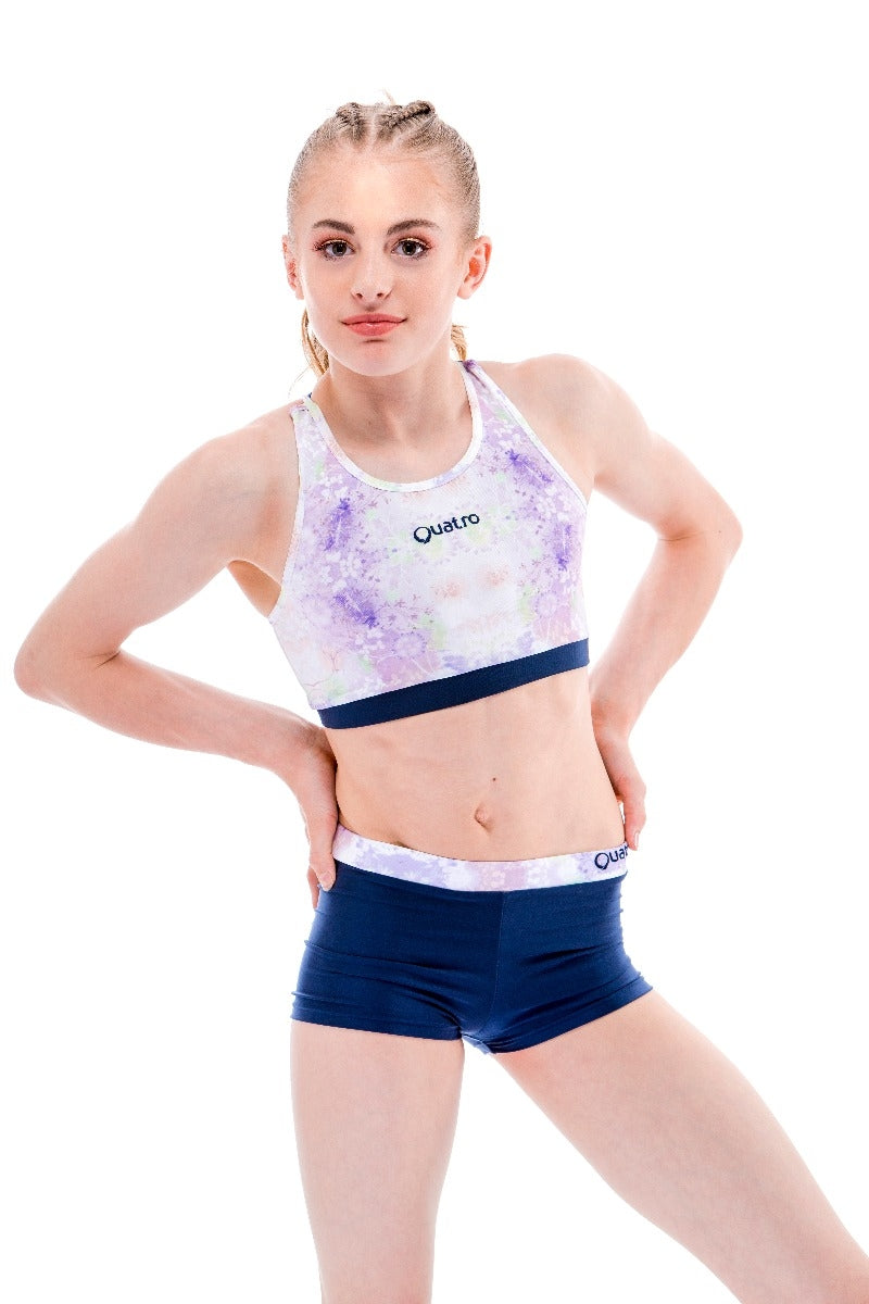 Flora Navy and Pink Crop Top Set