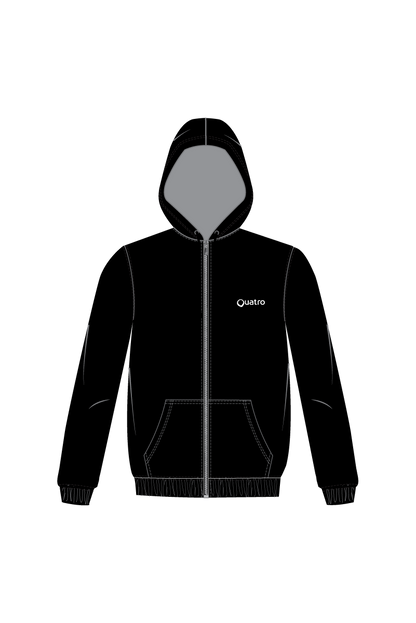 AGK TEXTILES SCHWARZER KAPUZENPULLI MIT REISSVERSCHLUSS