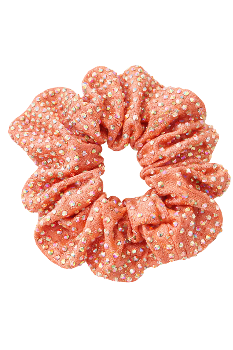 COPPER CORAL WET LOOK LYCRA SCRUNCHIE