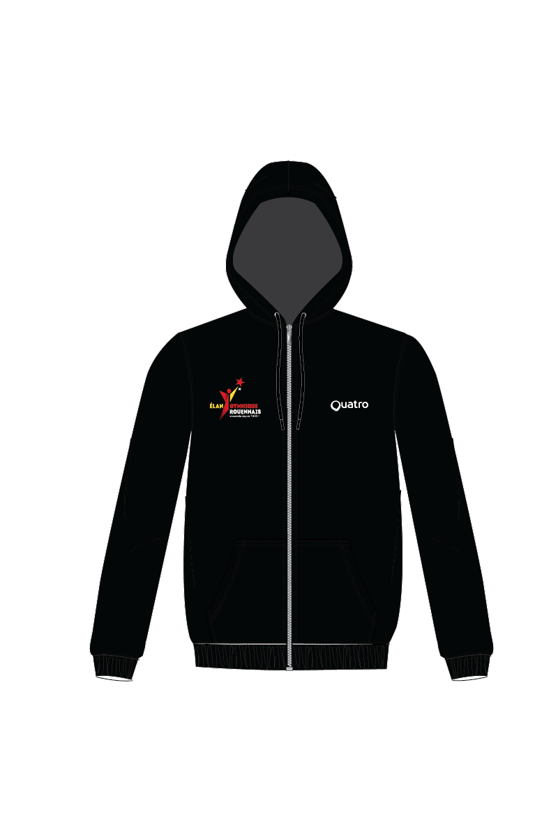 EG ROUEN UNISEX ZIP HOODIE - BLACK