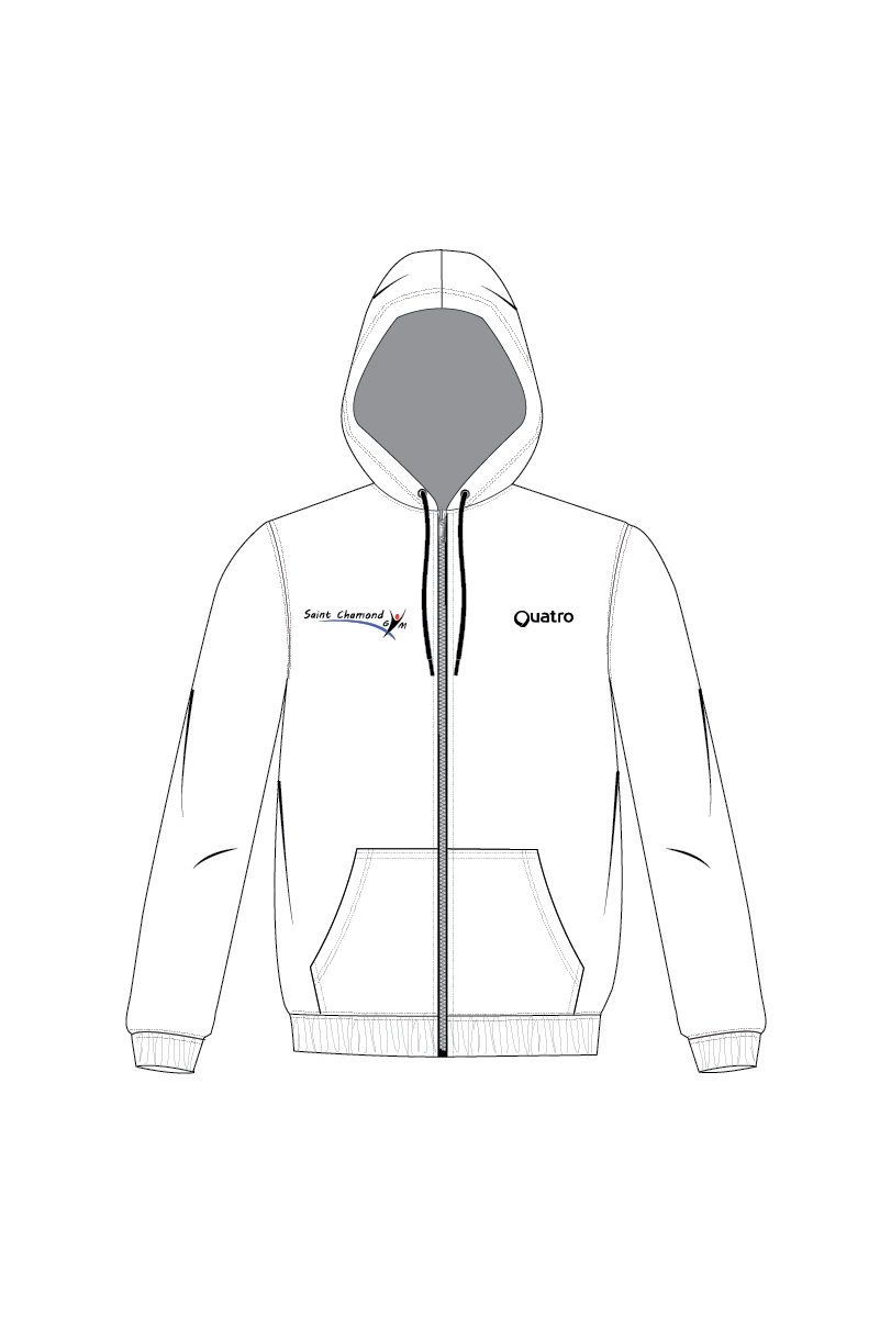SAINT CHAMOND GYM WHITE UNISEX ZIP HOODIE