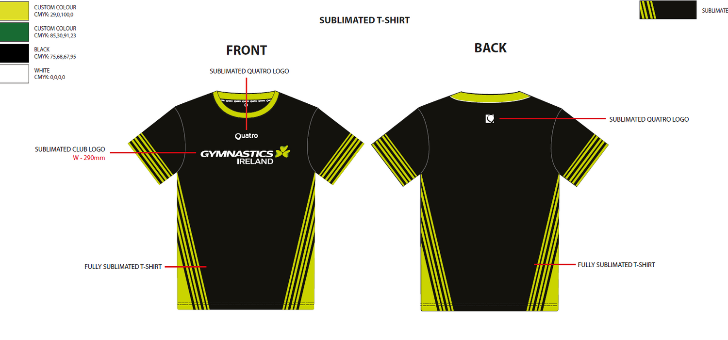 Gymnastics Ireland Black Sublimated T-Shirt