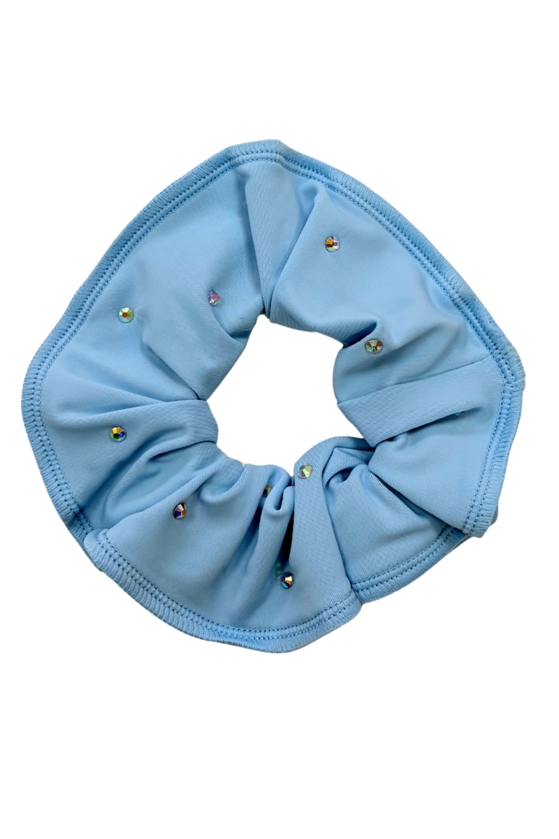 Baby blue lycra scrunchie with stones