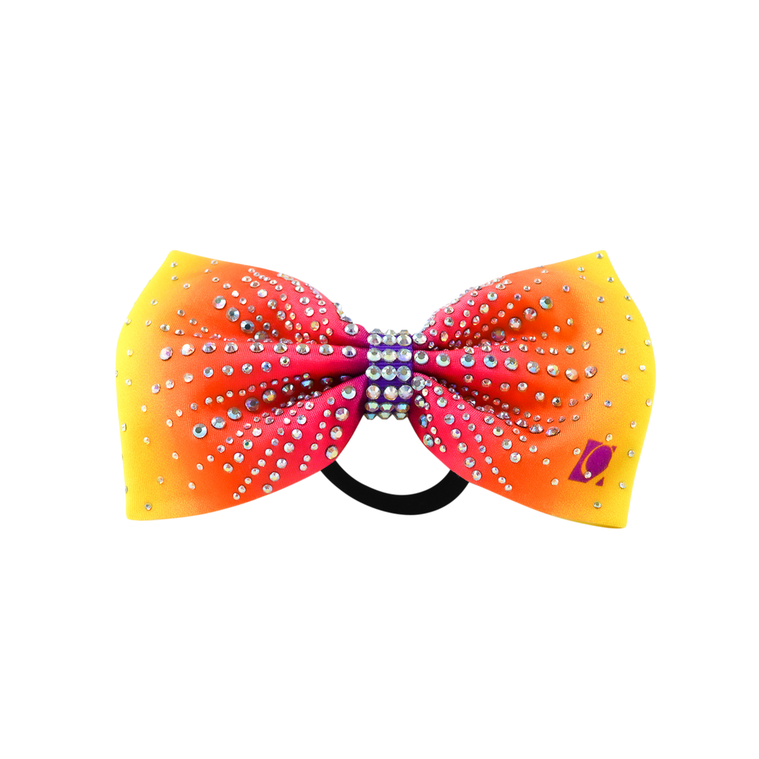 Yellow to Orange Ombre Rhinestone Bow