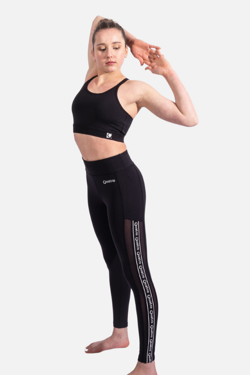 FINAL SALE Core Performance Cropped Legging - Black Mesh Combo and Indigo |  Amy Sport