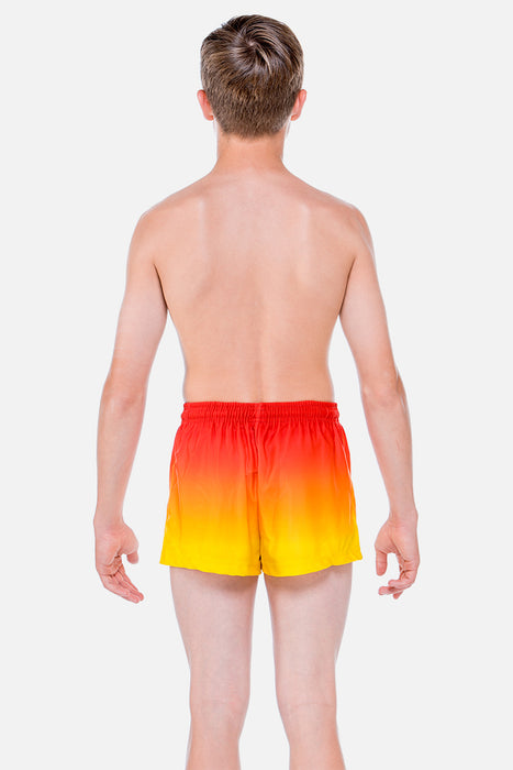 Mens Red and Yellow Ombre Shorts